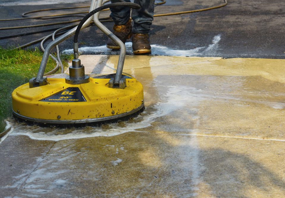 Pressure Washing on Concrete Pathway